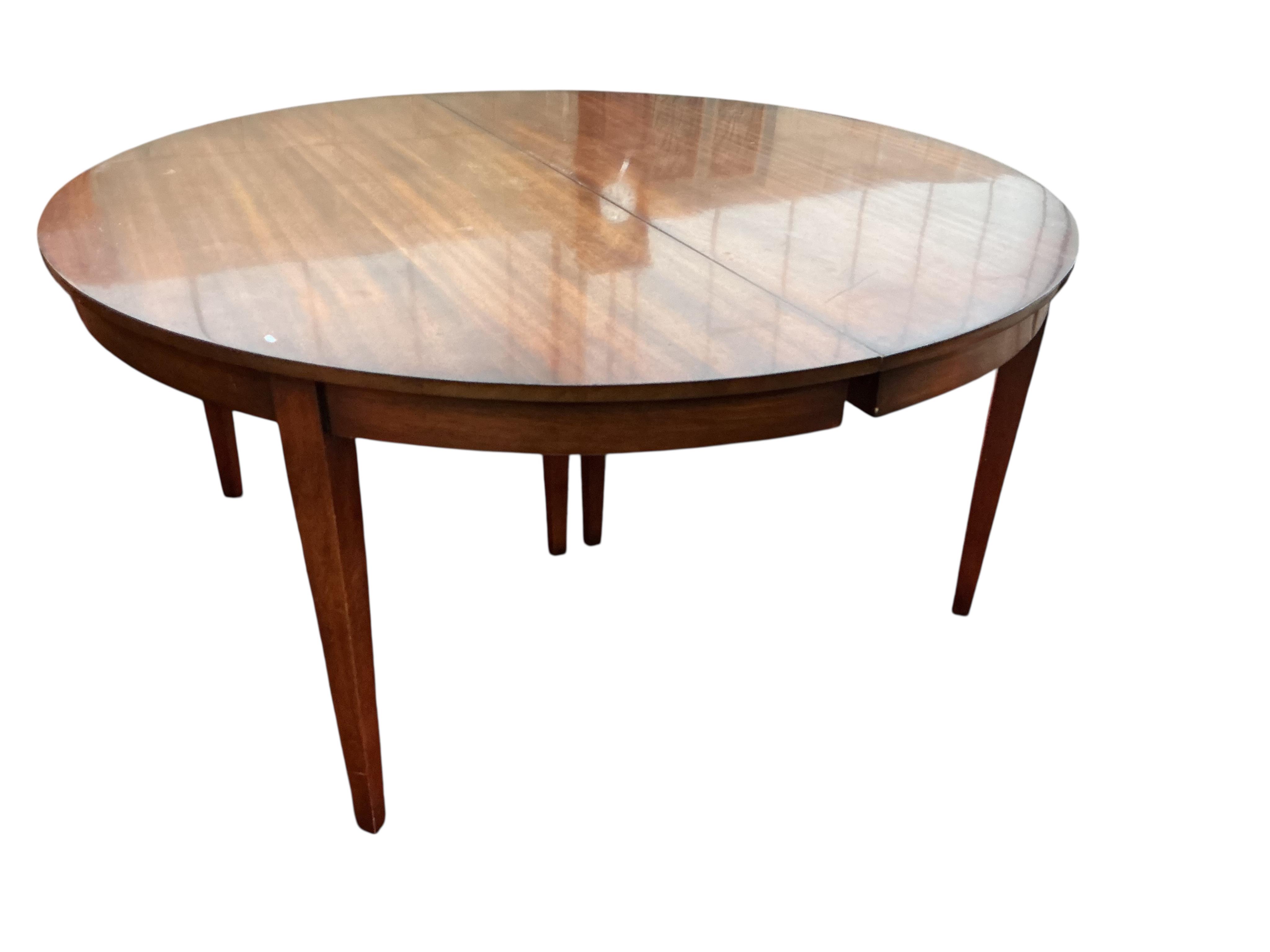A reproduction George III style mahogany D end dining table, width 305cm extended, depth 145cm, height 74cm